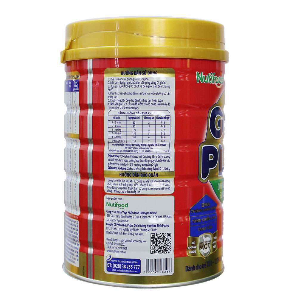 [HSD 10-2025] Sữa Bột Nutifood Growplus Đỏ - Hộp 780g mẫu mới.