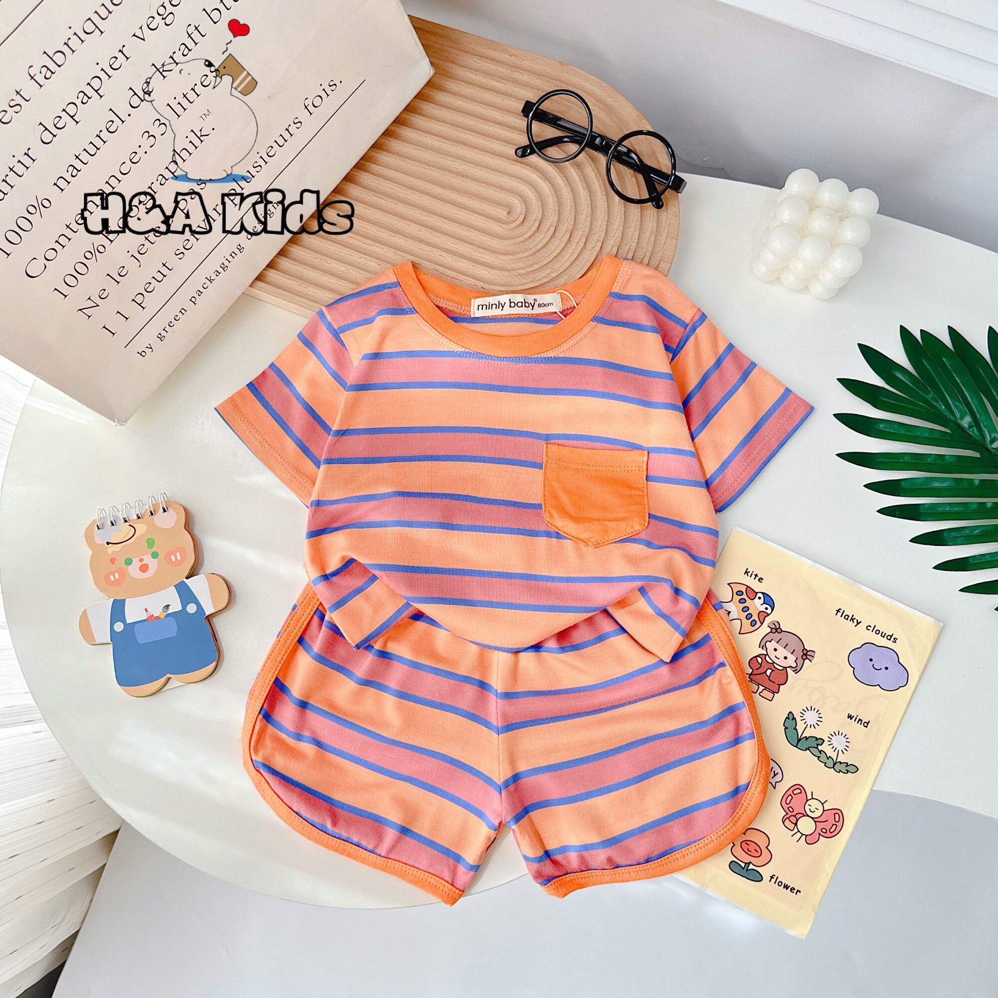 Bộ cộc tay sọc cho bé trai và gái