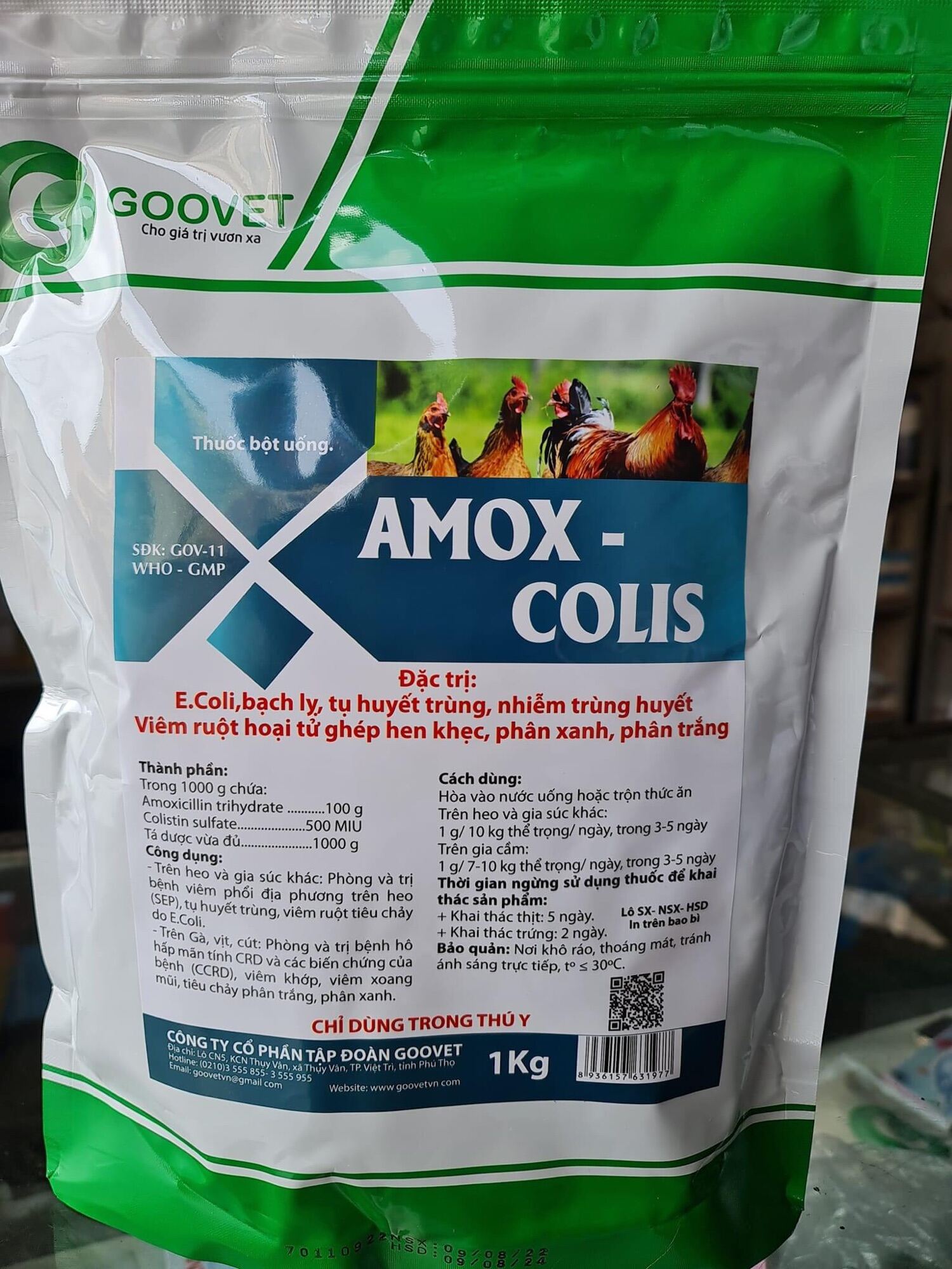 AMOX - COLIS -Triệu chứng E.coli, bạch lỵ, tụ huyết trùng, nhiễm trùng huyết, viêm ruột hoại tử ghép