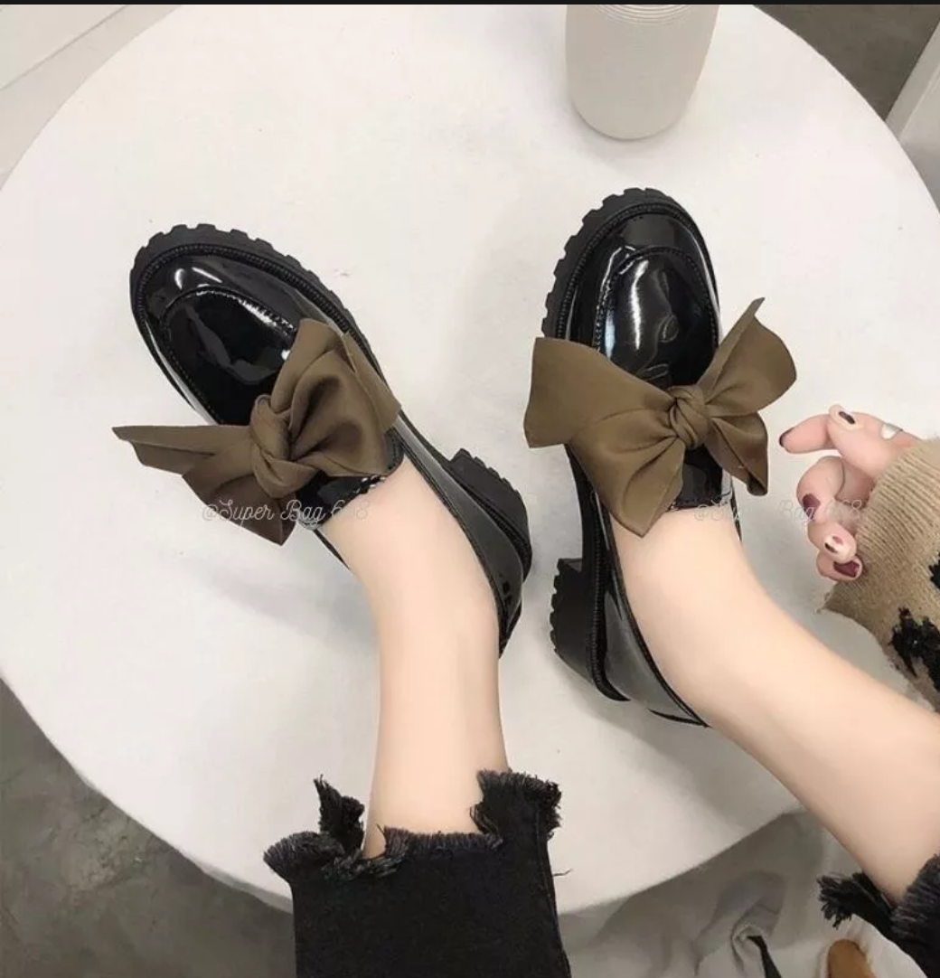 Giày búp bê nữ đế cao giầy đốc nữ gắn nơ sang chảnh mới về