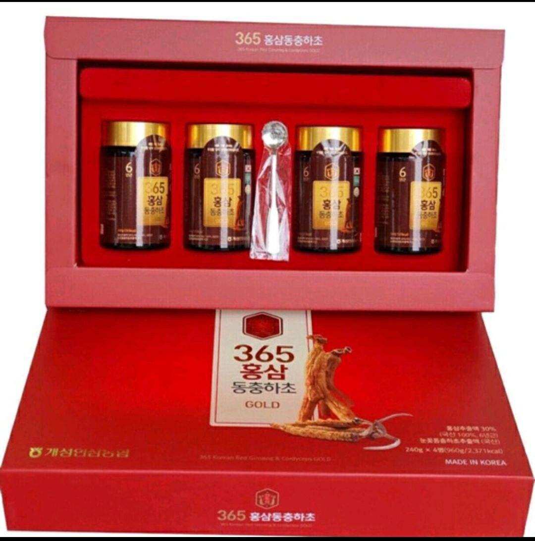 Cao Hồng Sâm Đông Trùng Hạ Thảo 365 Hàn Quốc Hộp 4 lọ x 240g