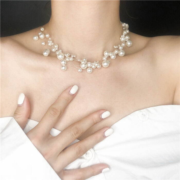 Vòng cổ vòng cổ vòng cổ vòng cổ vòng cổ vòng cổ vòng choker ngọt ngào nhiều lớp phụ kiện vòng xương đòn dễ phối đồ trang sức cổ vòng cổ