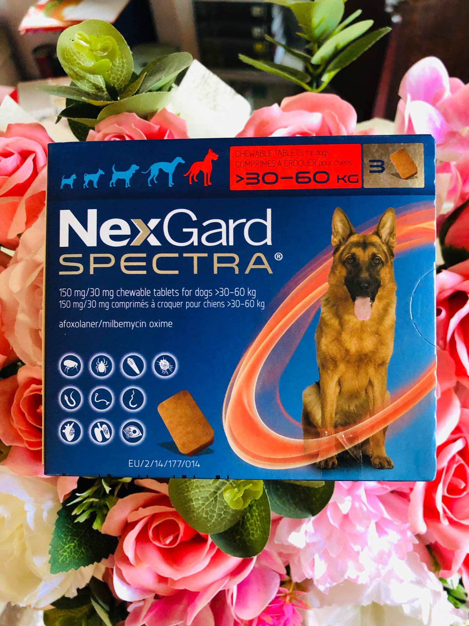 (1 viên) Viên nhai NexGard Spectra 30-60kg giúp hết nội ngoại ký sinh trùng trên chó.