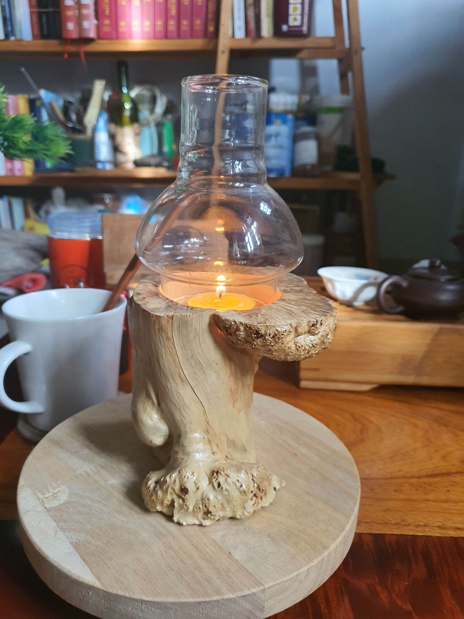 chân nến gỗ cafe