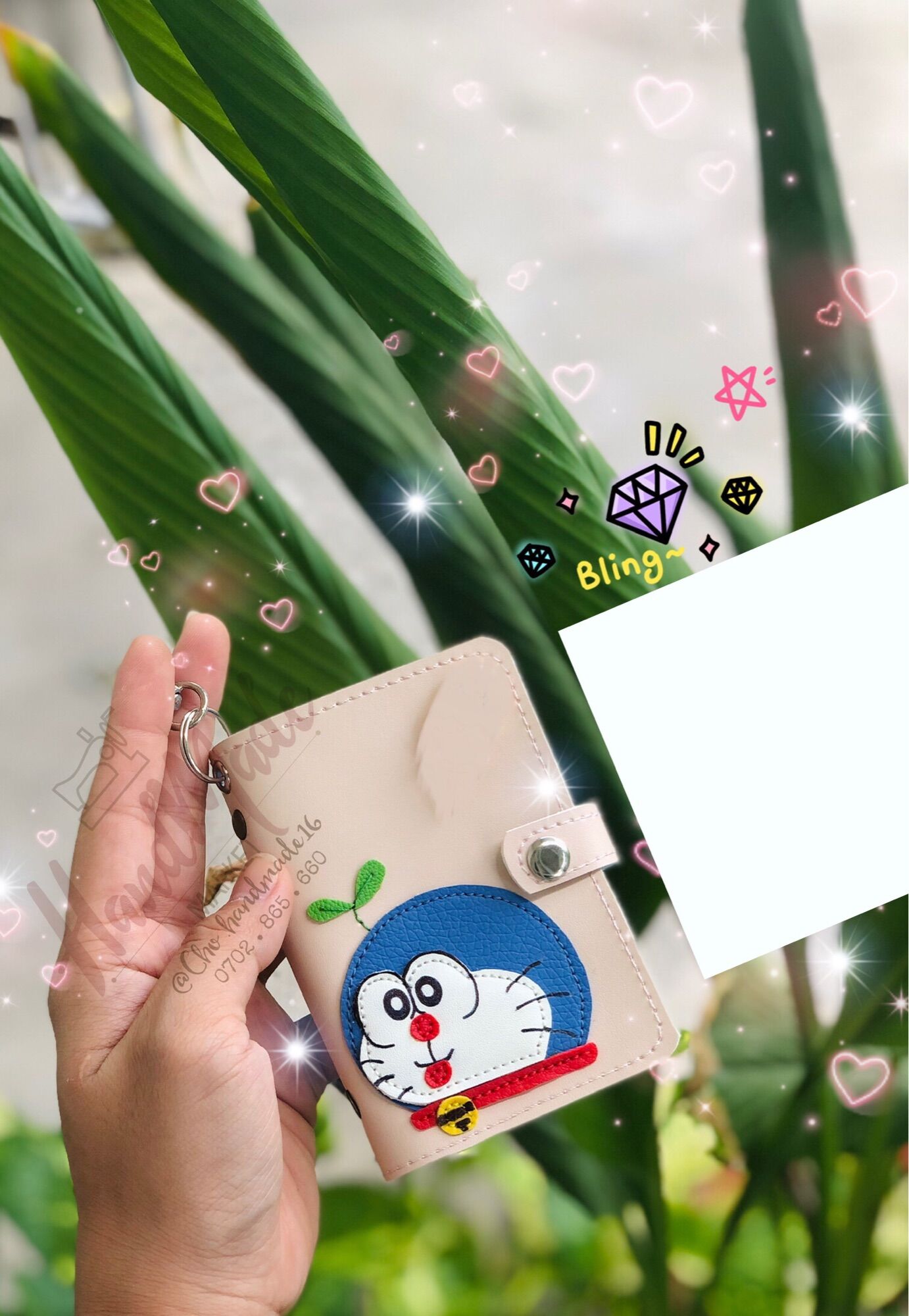 (Chat chốt tên-chọn màu) ví đựng card doremon-bóp đựng thẻ doraemon