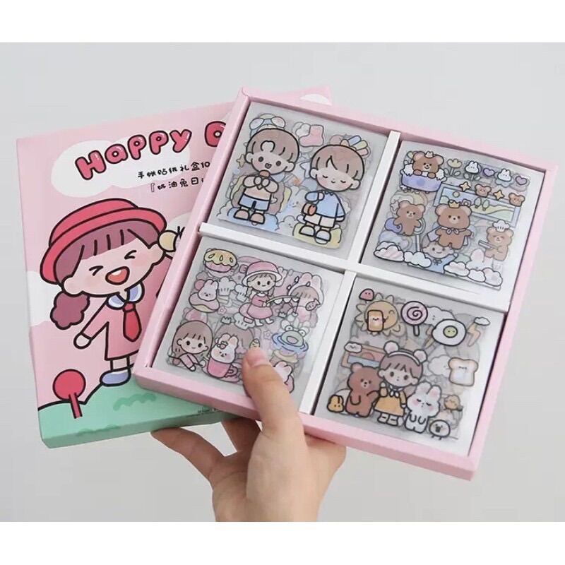 Sticker hộp 100 tấm cute HappyDay