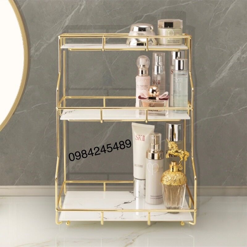 kệ mỹ phẩm gold 3 tầng