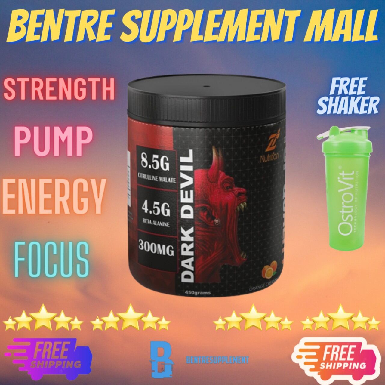 Znutrition dark devil pre workout citrulline malate, beta alanine, alpha-gpc, caffeine, darkdevil preworkout tăng sức mạnh - bentre supplement