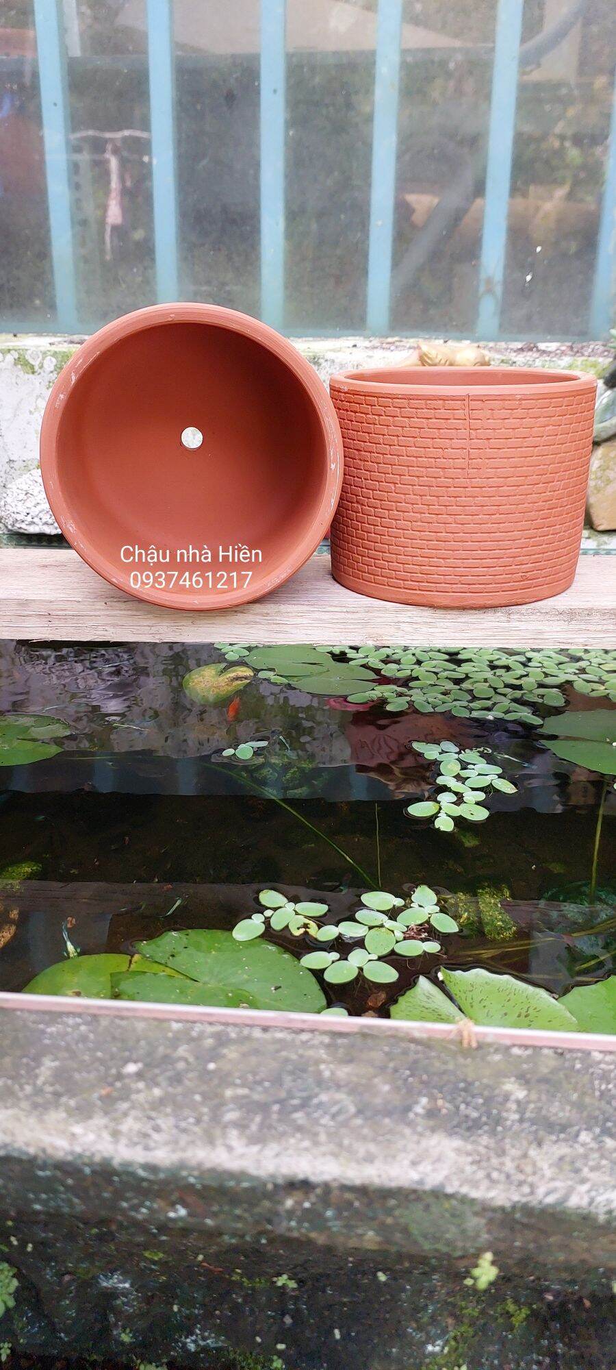 Chậu đất nung Bình Dương hình trụ da rắn m12.5 x c9.5
