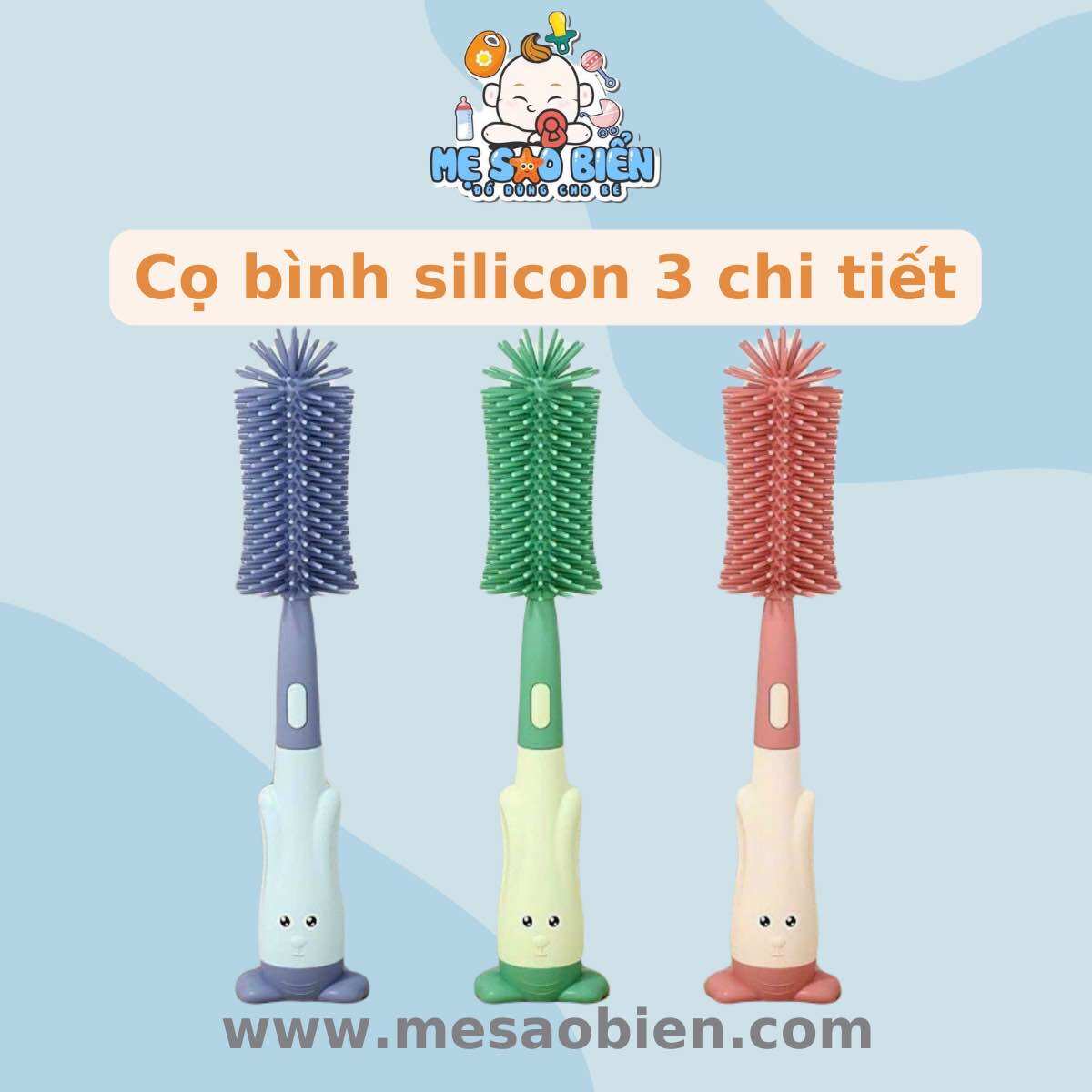 Cọ rửa bình sữa silicon 3 chi tiết