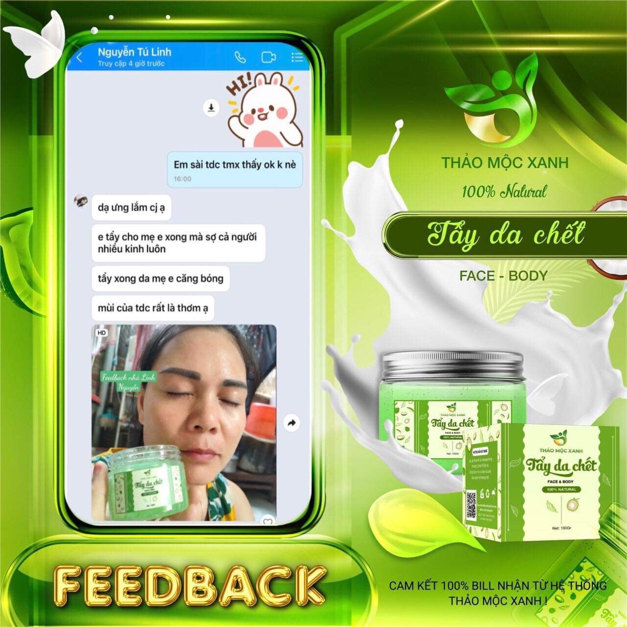 [Sẵn Hàng] Tẩy Da Chết Thảo Mộc Xanh 100g