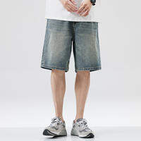 Quần lửng denim Hansca thường ngày cho nam ống đứng dáng rộng kiểu dáng retro