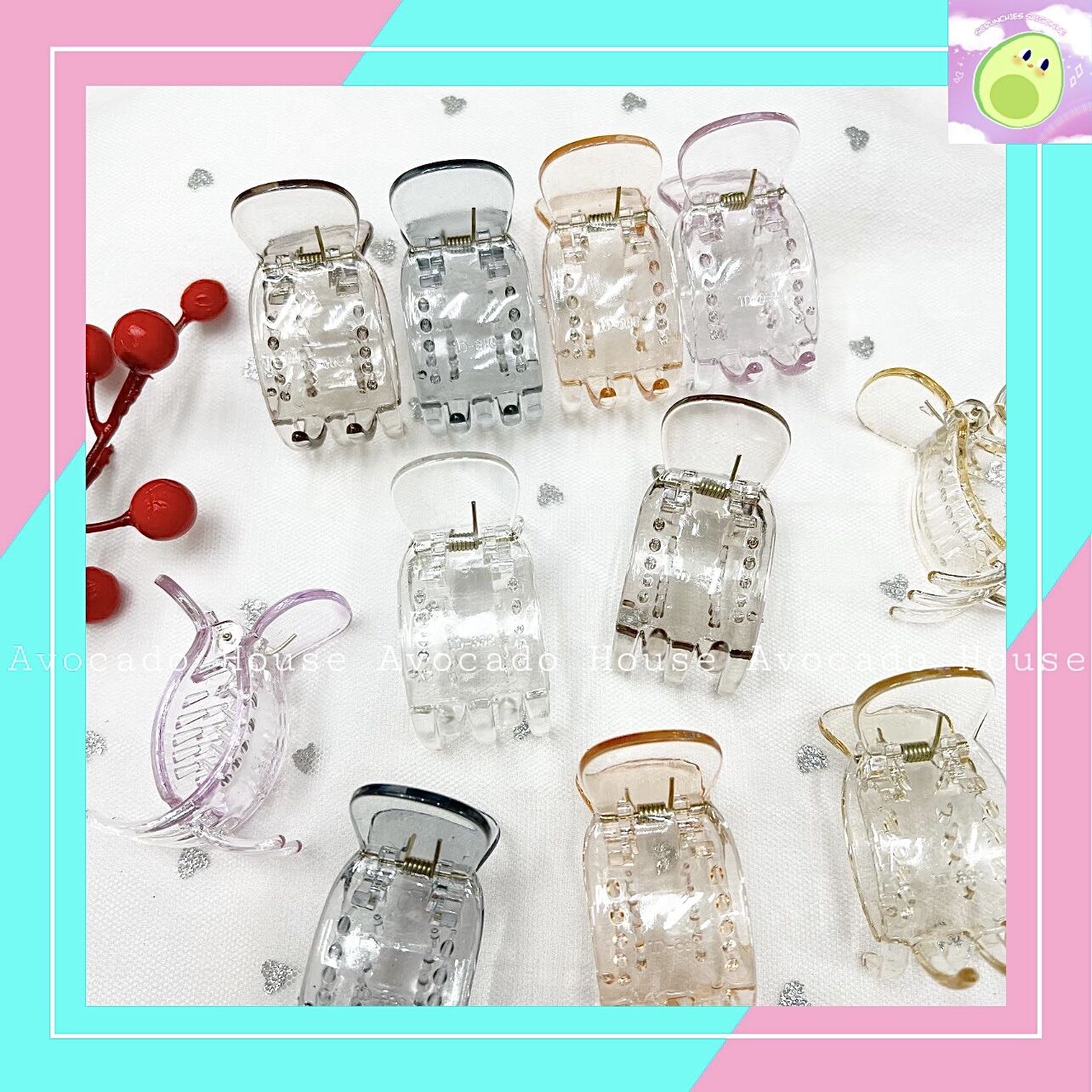 Kẹp tóc càng cua 5 răng nhựa trong loại tốt đầu tròn
