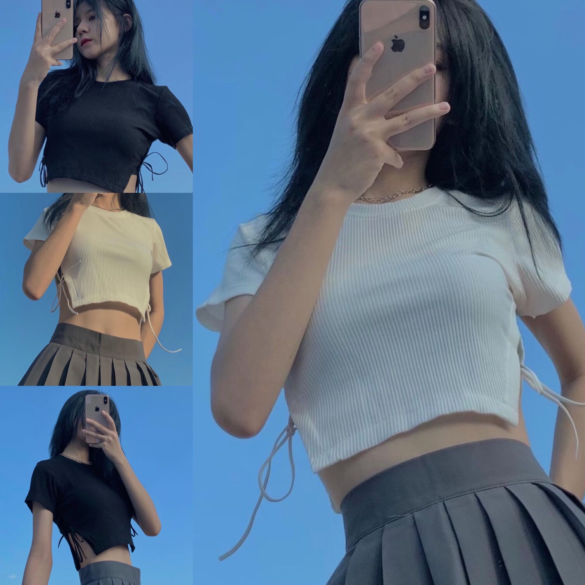 Áo croptop cột hông ôm tôn dáng siêu xinh xắn