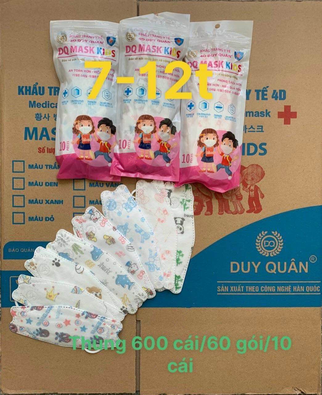 1 thùng 100 cái khẩu trang kf94 em bé 4-8 tuổi.