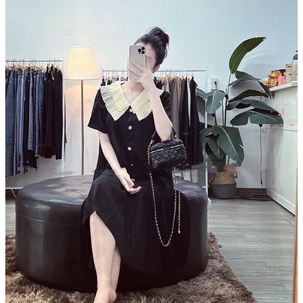 Váy bầu công sở đen xếp ly đuôi cá siêu xinh