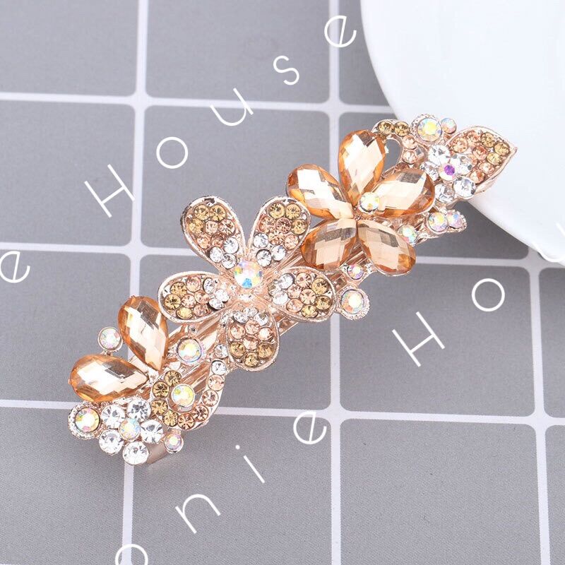Kẹp bấm đuôi tóc hình hoa đính đá thanh lịch cho nữ