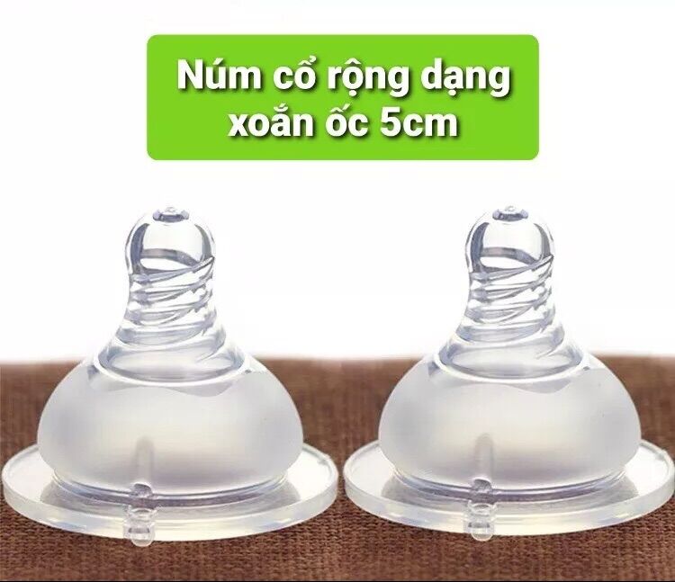 Núm ti cổ rộng thay thế bình sữa pigeon, babuu, kichilachi, toom...