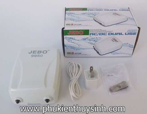 Máy sủi oxy tích điện jebo 9950. phụ kiện hồ cá máy sủi tích điện