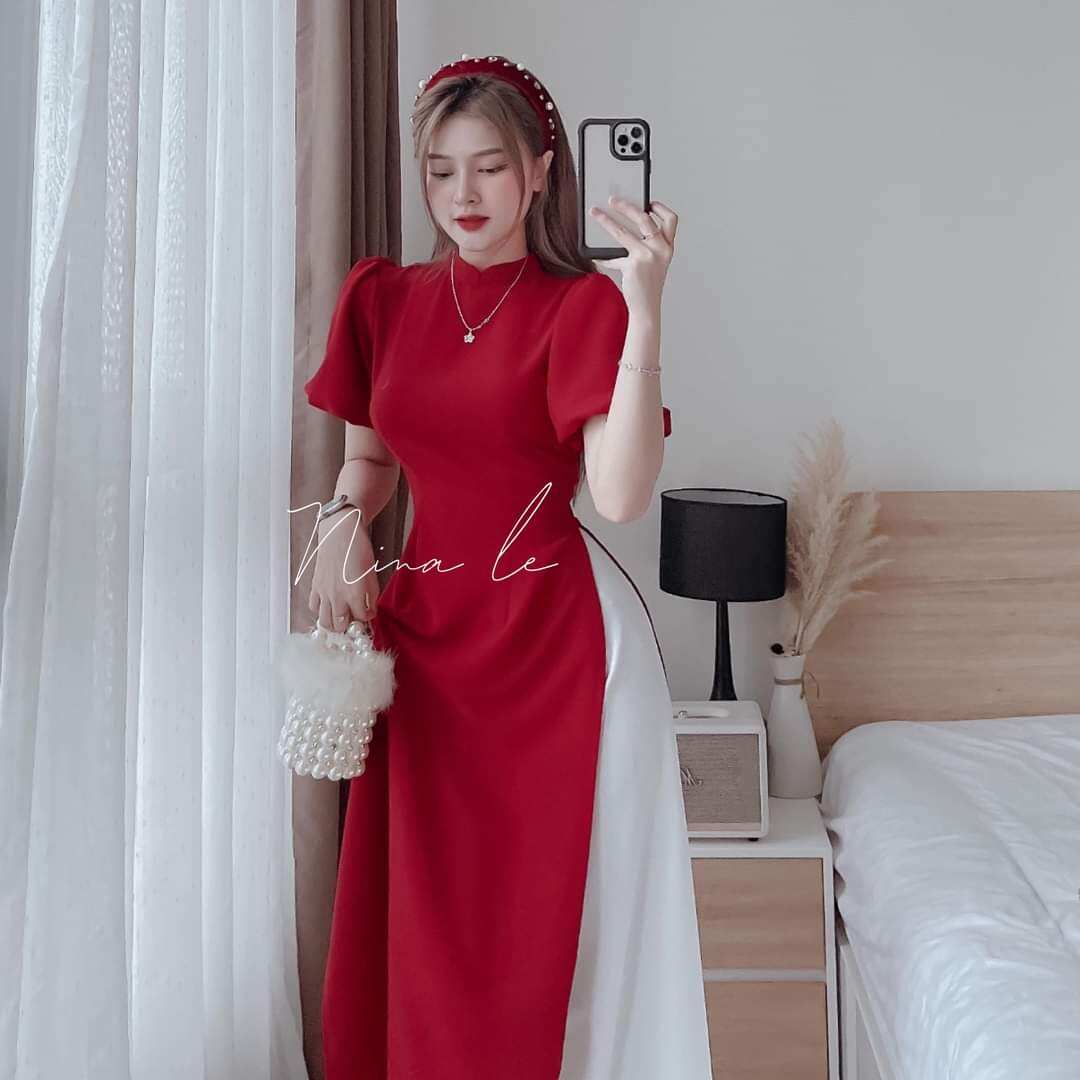 ÁO DÀI CÁCH TÂN TAY PHỒNG VỚI QUẦN LỤA TRẮNG