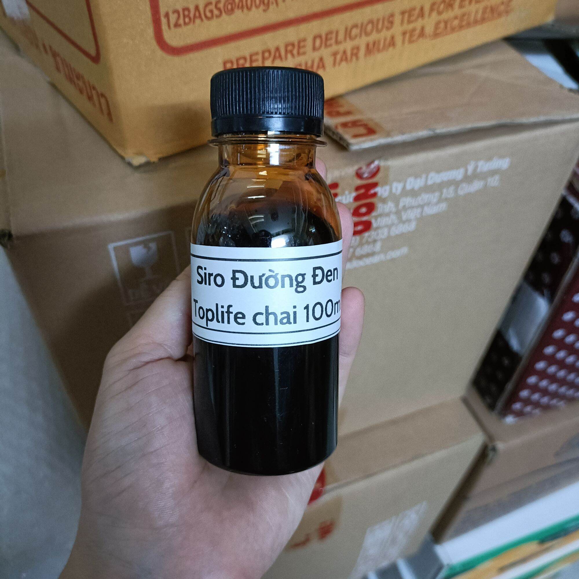 Siro Syrup đường đen Caramel Toplife chai nhỏ dùng thử 100ml