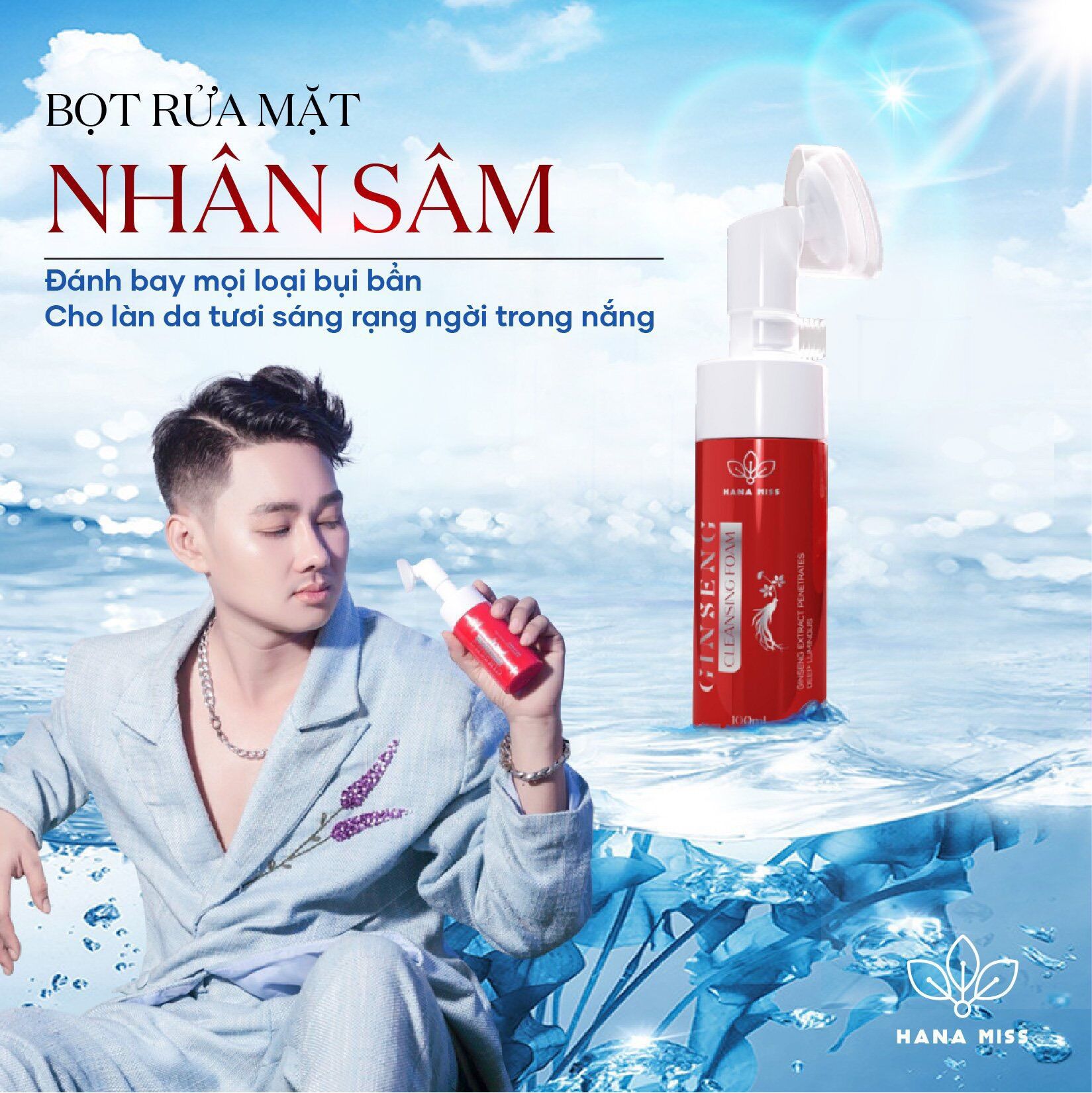 Hana Miss Sữa Rửa Mặt Bọt Tuyết Nhân Sâm (Tặng ngay 6 mặt nạ dưỡng da)