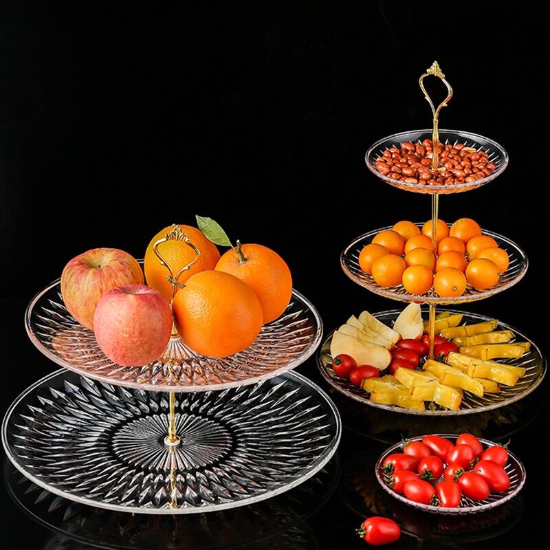 Đĩa ba tầng mica đựng bánh kẹo hoa quả