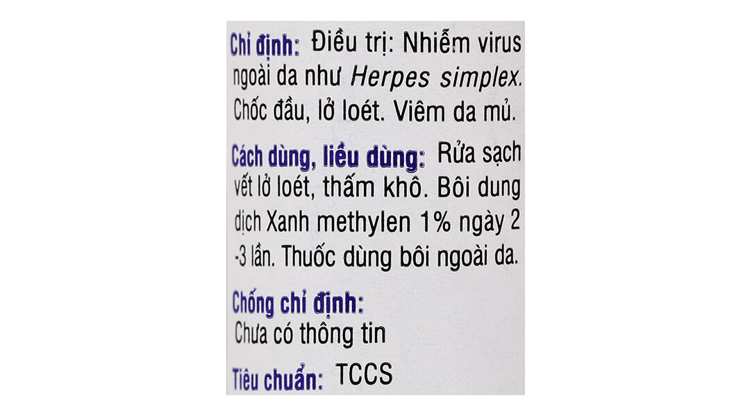 Dung dịch Xanh Methylen 1% 