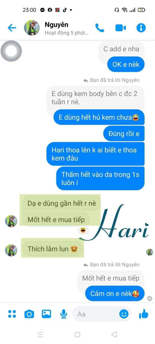 KEM BODY DƯỠNG DA HARI