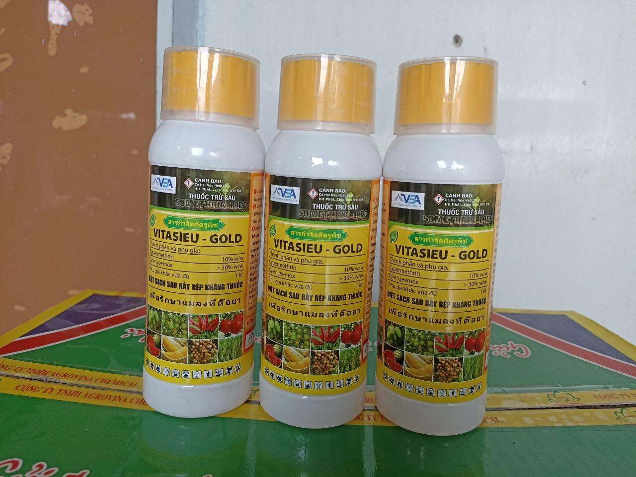 Thuốc trừ sâu VITASIEU - GOLD trừ sâu đục thân sâu tơ sâu đục quả rầy xanh bọ nhảy bọ cánh cứng bọ trĩ rệp sáp kiến đuổi chuột chai 500ml