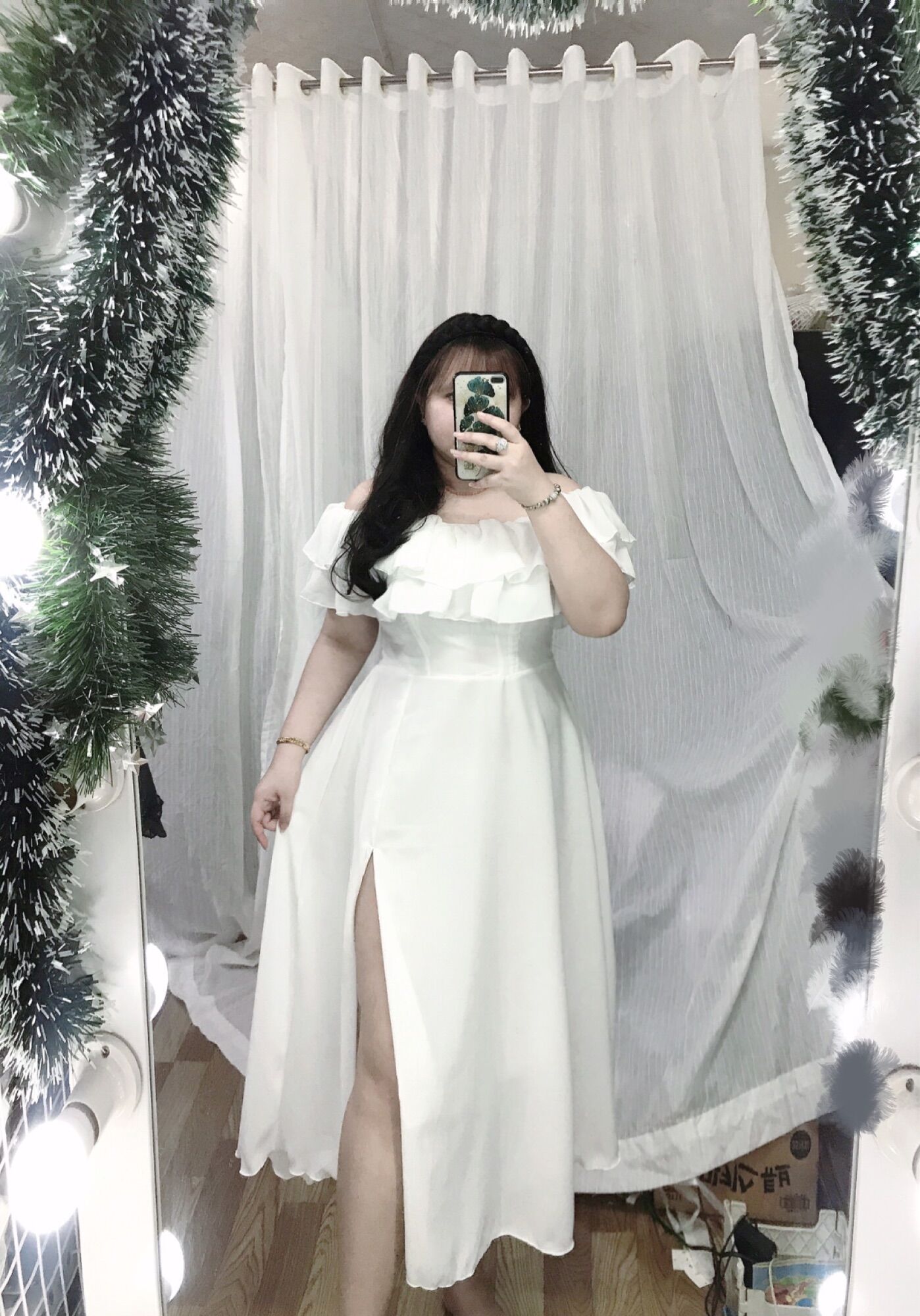[Bigsize 60-85kg] Đầm voan xẻ tà