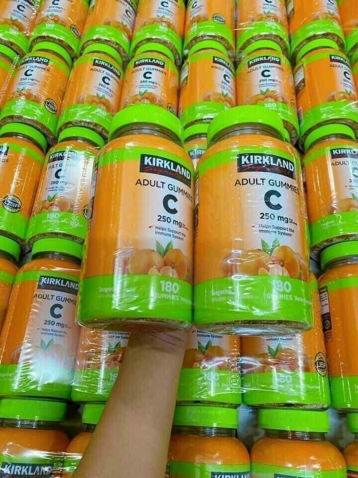 🍊🍋một cặp kẹo dẻo kirkland vitamin c 250mg adult gummies của mỹ 180 viên