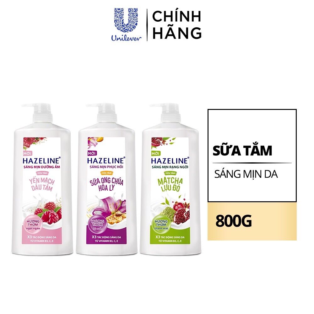 Sữa tắm Hazeline yến mạch dưỡng ẩm sáng da chai 800g nay có thêm hương thơm mới