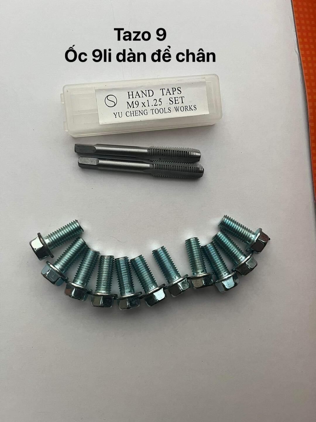 Bộ 10 ốc 9 ly dàn chân và taro khắc phục trờn ren trên xe máy