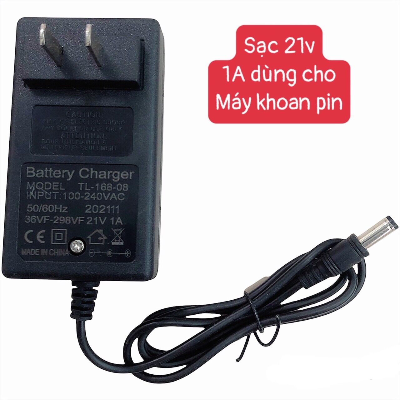 Sạc 21v cho khoan sạc 21v 1a jack 2.1