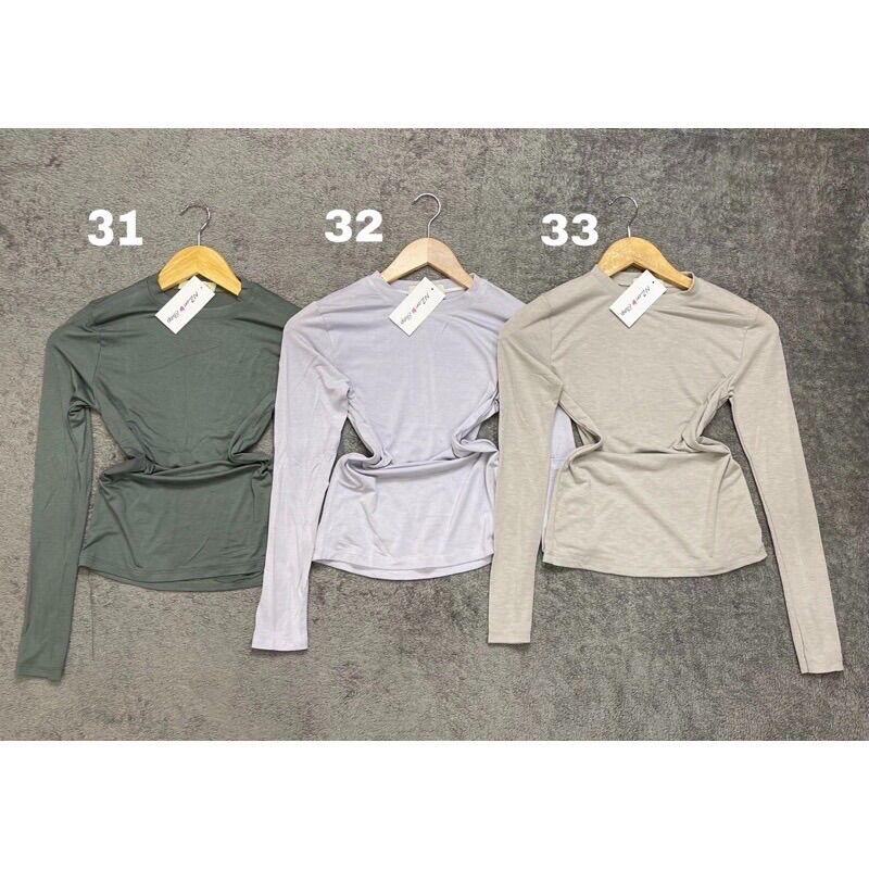 [HCM]Combo 3 áo thun body trơn tay dài cổ tròn