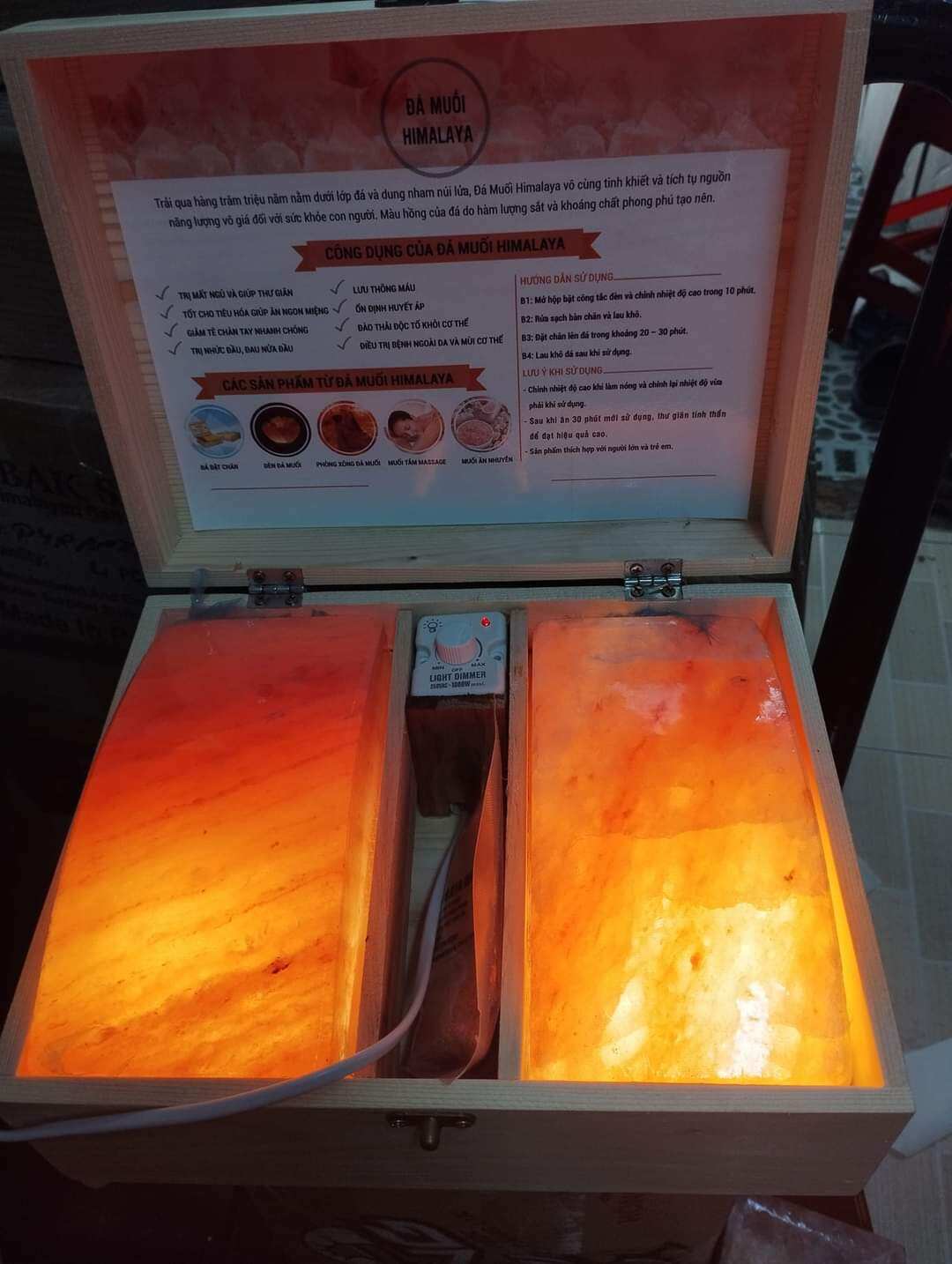 Hộp Đá Muối Himalaya Massage Chân (Mặt Đá Cong 2 Viên)