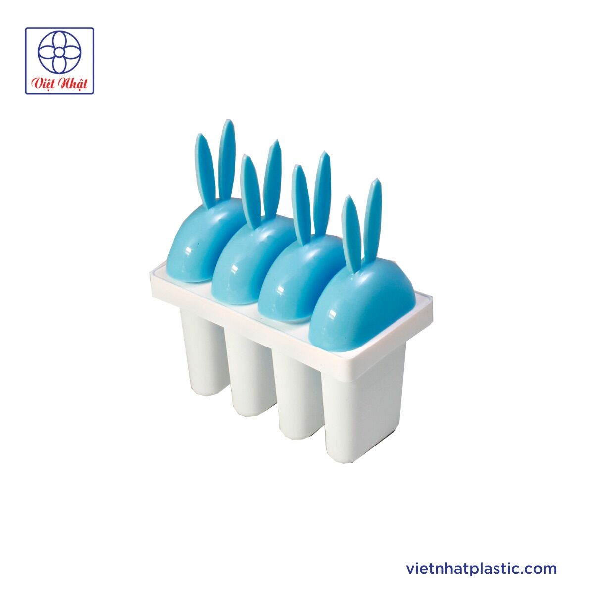 Khuôn làm kem 4 que nhựa Việt Nhật Plastic có nắp tay cầm tai thỏ ngộ nghĩnh