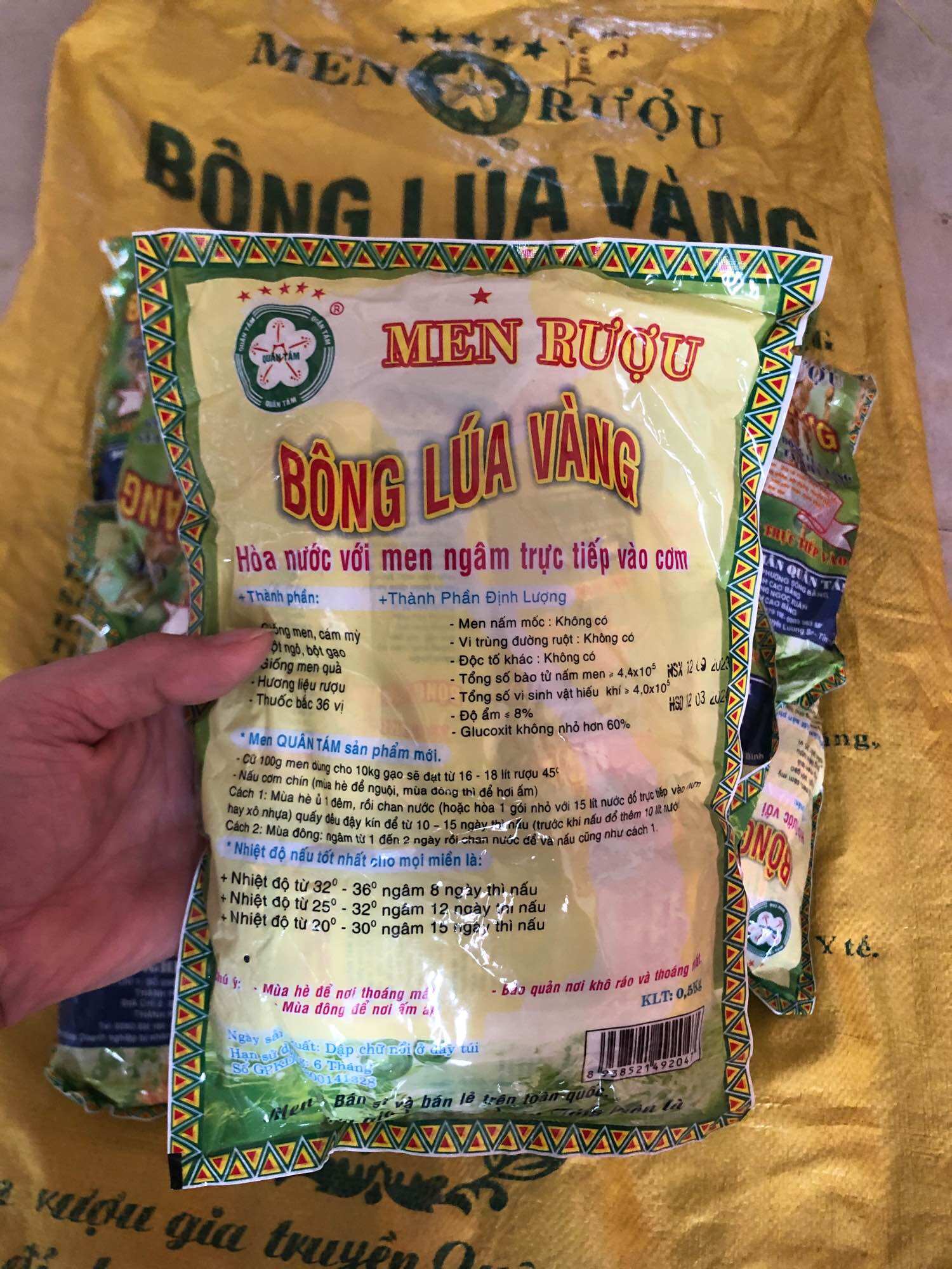 Men Bông Lúa Vàng, Men Nấu Rượu gói 500g
