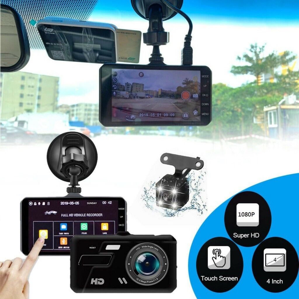 Camera Hành Trình Kép Trước Sau Dual Lens Dành Cho Ô Tô V10 Hỗ Trợ Full HD 1296P - Tích Hợp Màn Hình Cảm Ứng (Đen) _Kèm thẻ 32GB