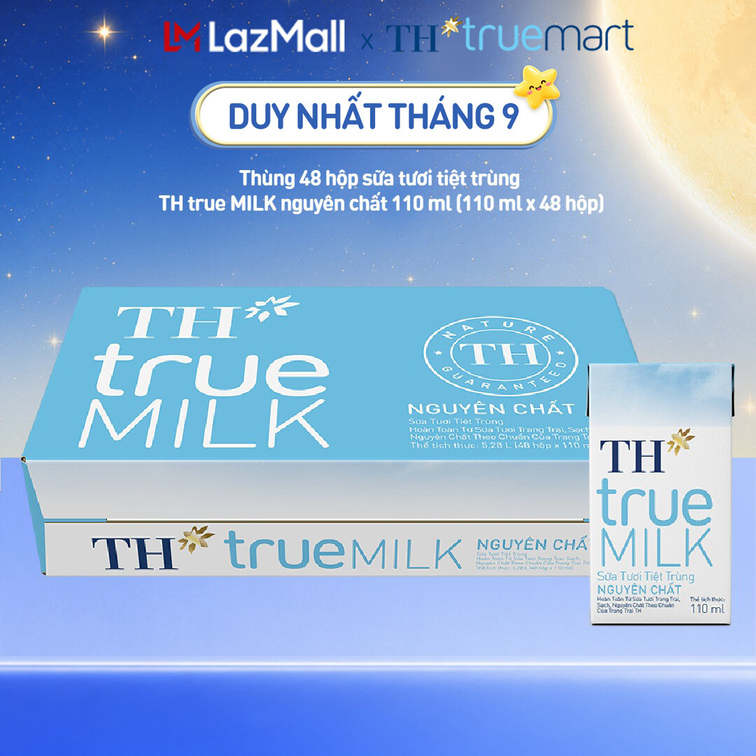 Thùng 48 hộp sữa tươi tiệt trùng  TH true MILK nguyên chất 110 ml (110 ml x 48)