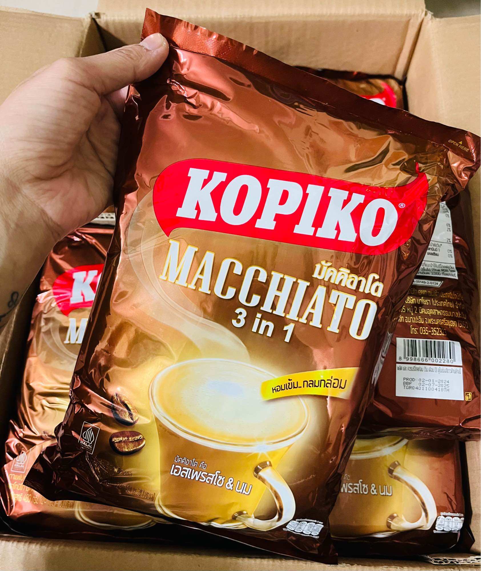 Cafe hoà tan Kopiko Macchiato Thái bịch 20 gói 24gr