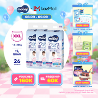 [08-09.09 QUÀ TẶNG SLCH] Combo 3 Tã quần Moony XXL26 bé gái