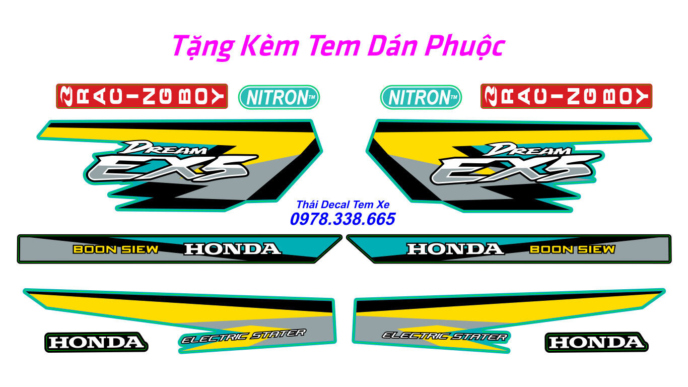 Tem rời 3 lớp loại tốt dán xe dream màu xanh ngọc , màu sắc tem phối hợp hài hòa tạo nên sự đẳng cấp cho riêng bạn , tem có độ bóng cao , độ dính tốt , phủ màng chống bay màu , tem cắt sẵn rất dễ dán .