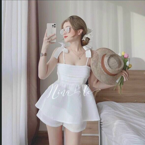 (SHOP BIGSIZE nữ 50kg đến 90kg) SET PEPLUM 2 DÂY NƠ