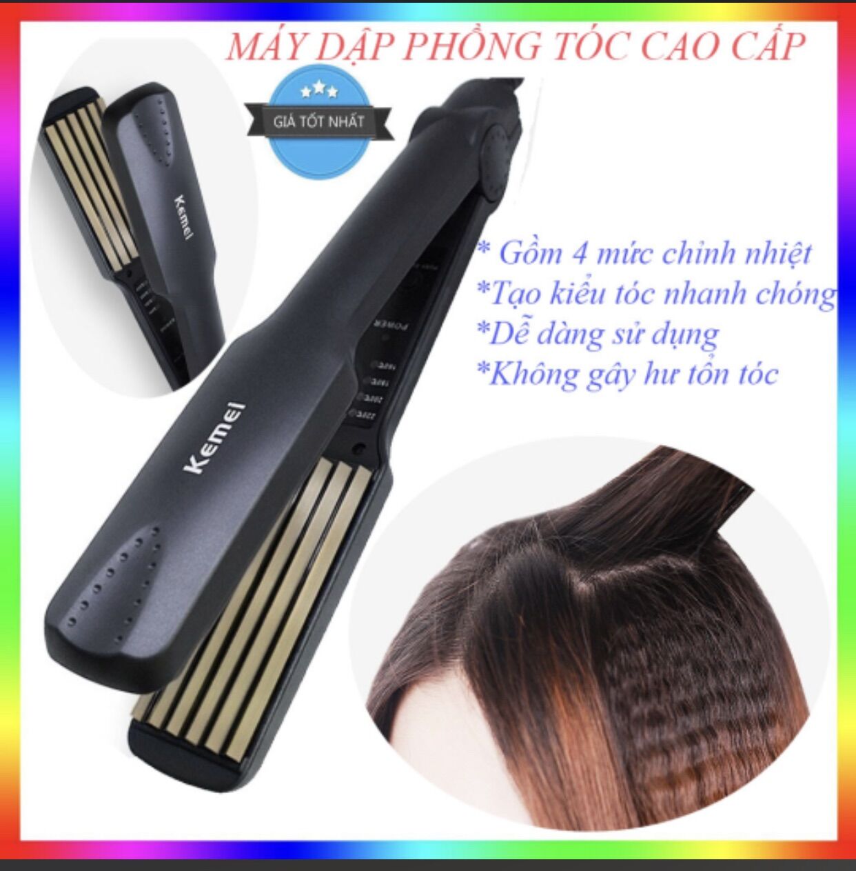 Máy bấm, dập xù có chỉnh nhiệt kemei km-332
