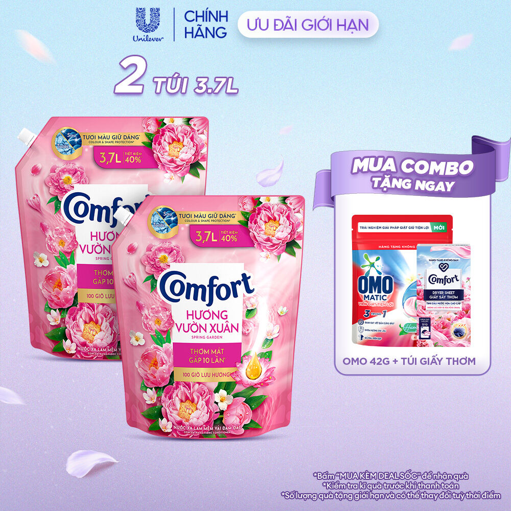 (Livestream) - Combo 2 túi nước xả vải Comfort Thiên nhiên/Chuyên sâu túi 3.7/3.8L (bao bì tùy lô nhập hàng)