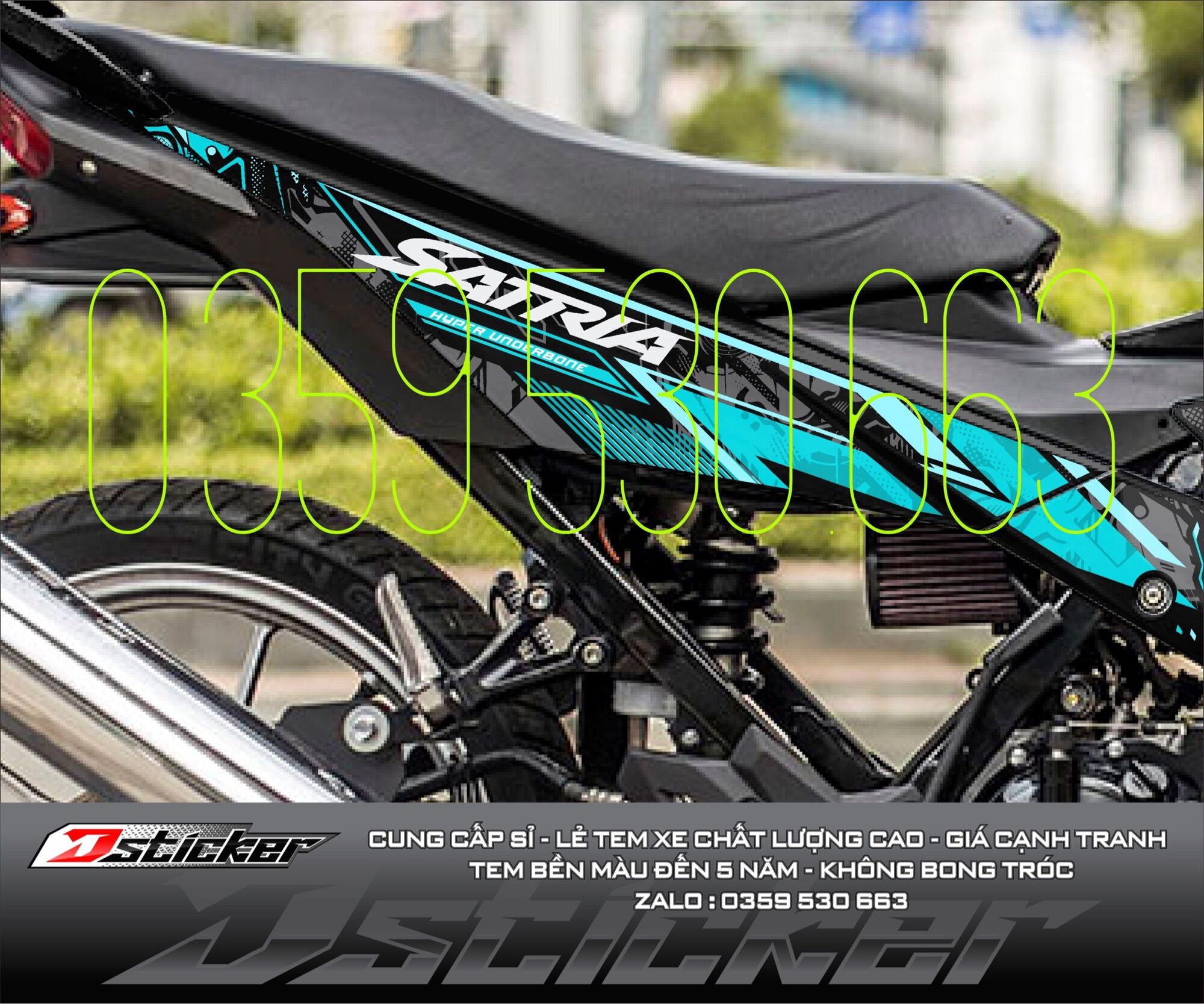 Tem rời Samurai dán Satria xe đen - siêu hot