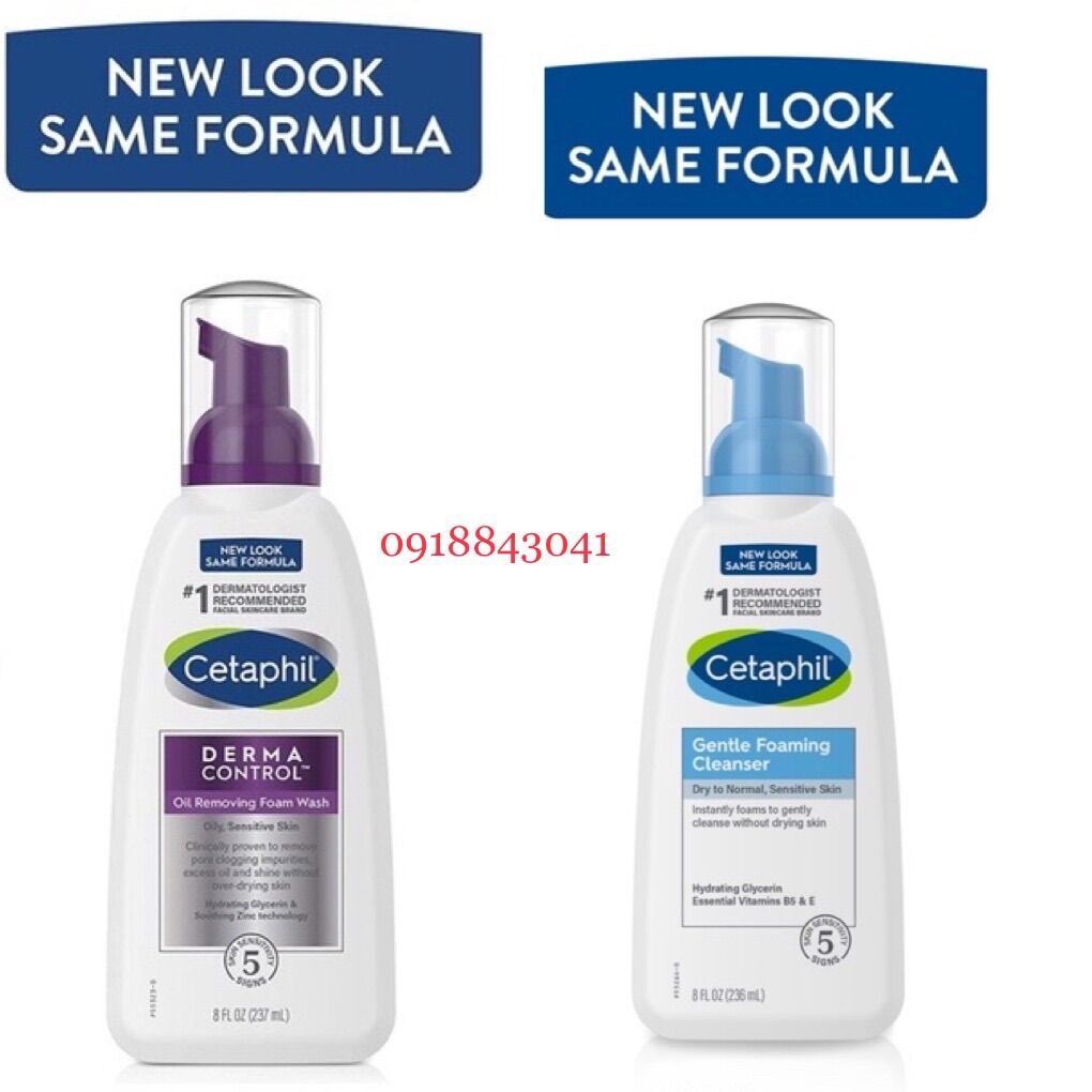 Sữa rửa mặt tạo bọt cetaphil gentle foaming cleanser 236ml và derma control 237ml
