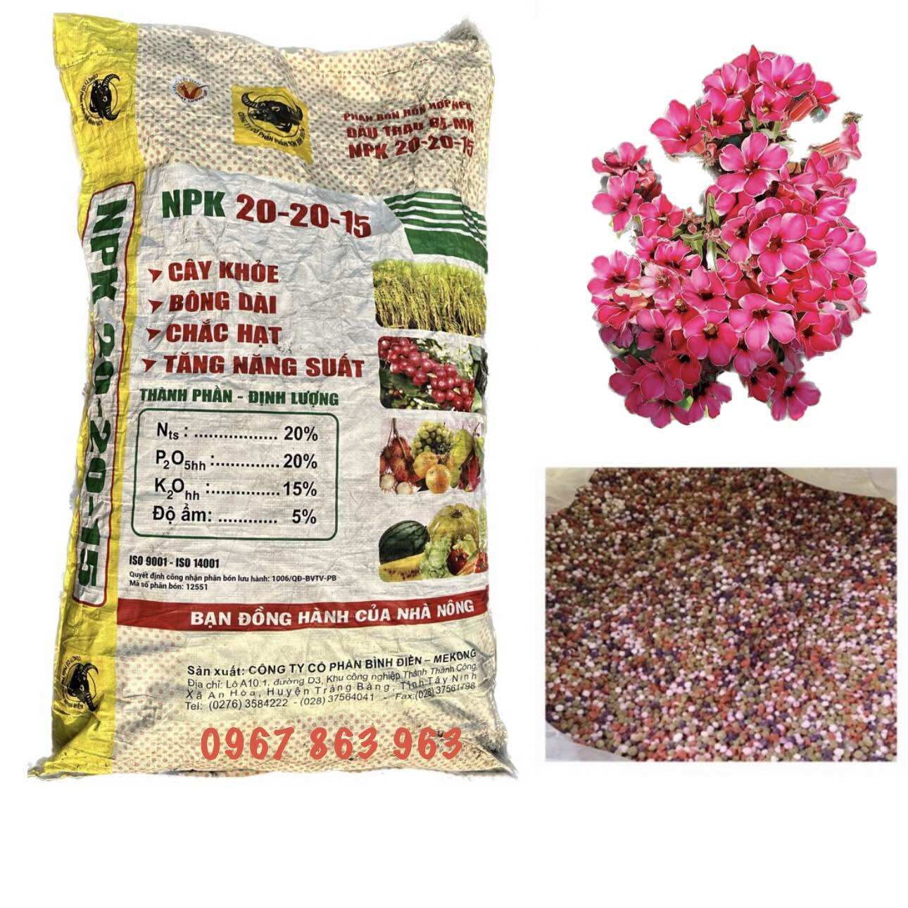 Npk tan chậm đầu trâu 20 20 15 +te thế hệ mới,bao 50 ký